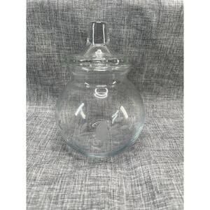 Princess House #025 Ivy Ball Cotton Ball Holder Glass Round With Lid Home Decor